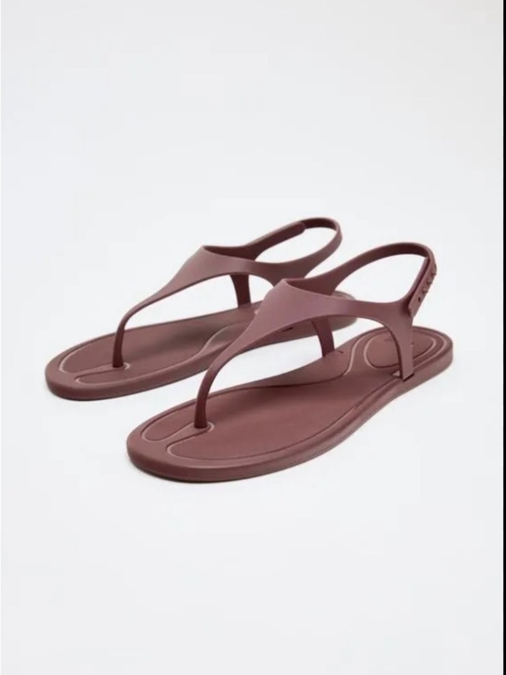 Zara Plum t-strap thong sandals